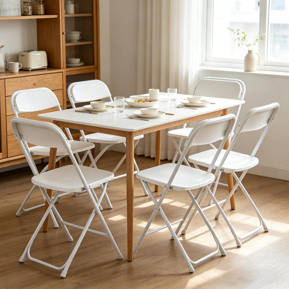 White 10 Pack Folding Chairs with Steel Frame E73078