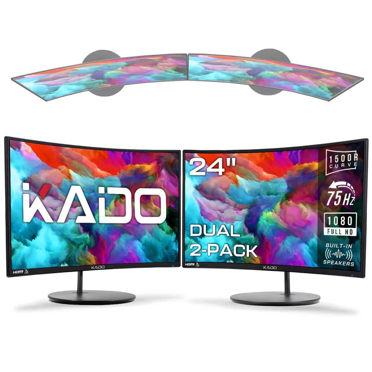 24" Curved 75Hz Computer Monitor 2-Pack R736