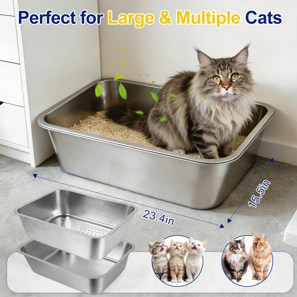 Stainless Steel Sifting Litter Box with Sifter J99951
