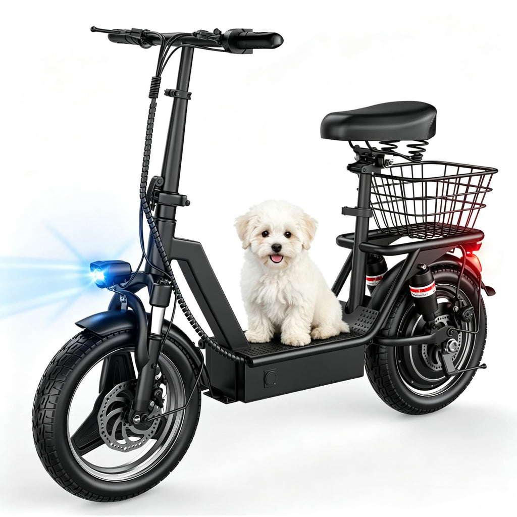Electric Scooter with Seat, 25 MPH, 350W Motor, 15.5 Miles Range, 48V Battery, 14" Foldable O39349