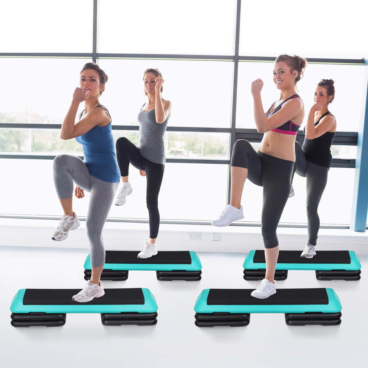 43" Adjustable Aerobic Stepper Bench with Risers W190200