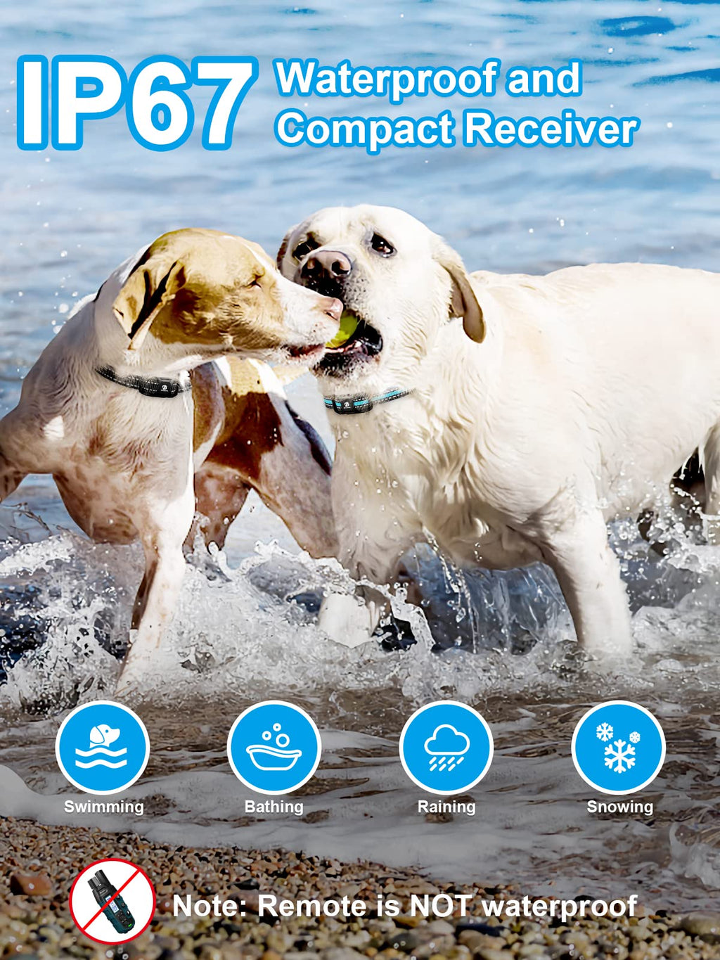 Dog Shock Collar 2 Dogs Waterproof Training Collar with Rechargeable Remote Z661160