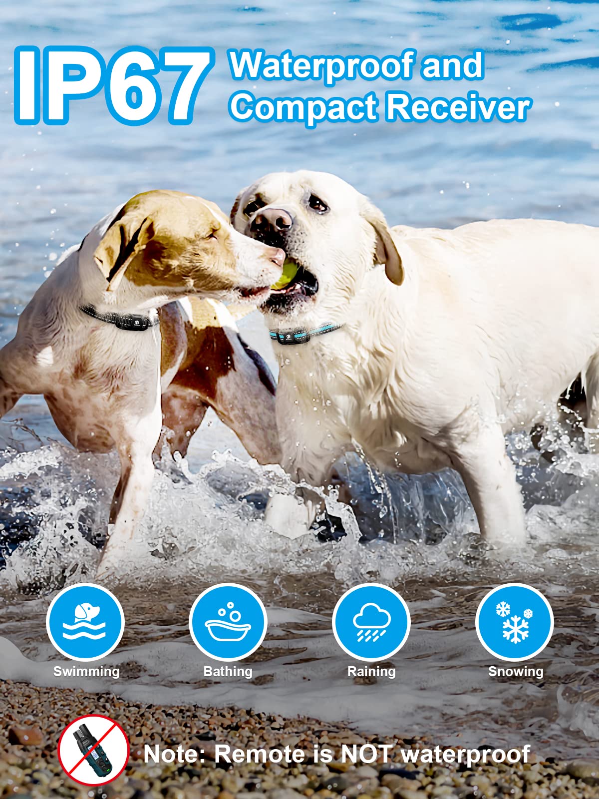Dog Shock Collar 2 Dogs Waterproof Training Collar with Rechargeable Remote Z661160