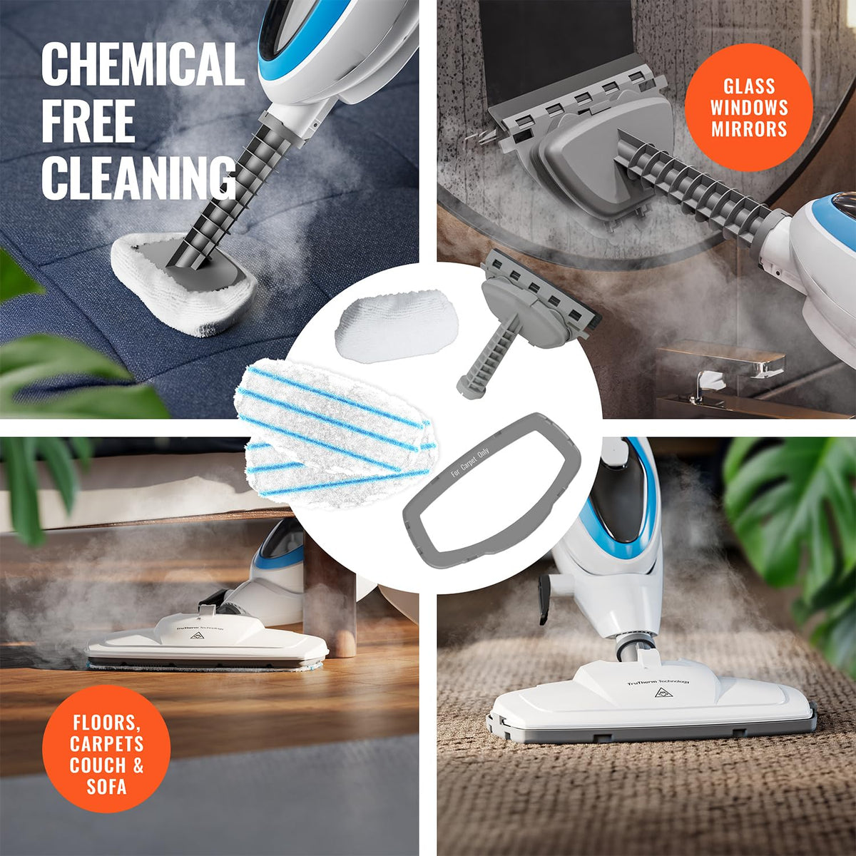 10-in-1 Steam Mop with Detachable Handheld Steam Cleaner S82953