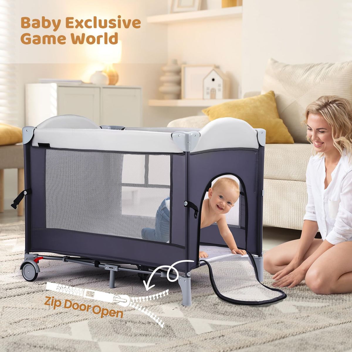 5-in-1 Portable Baby Bassinet with Changing Table and Carry Bag U29626
