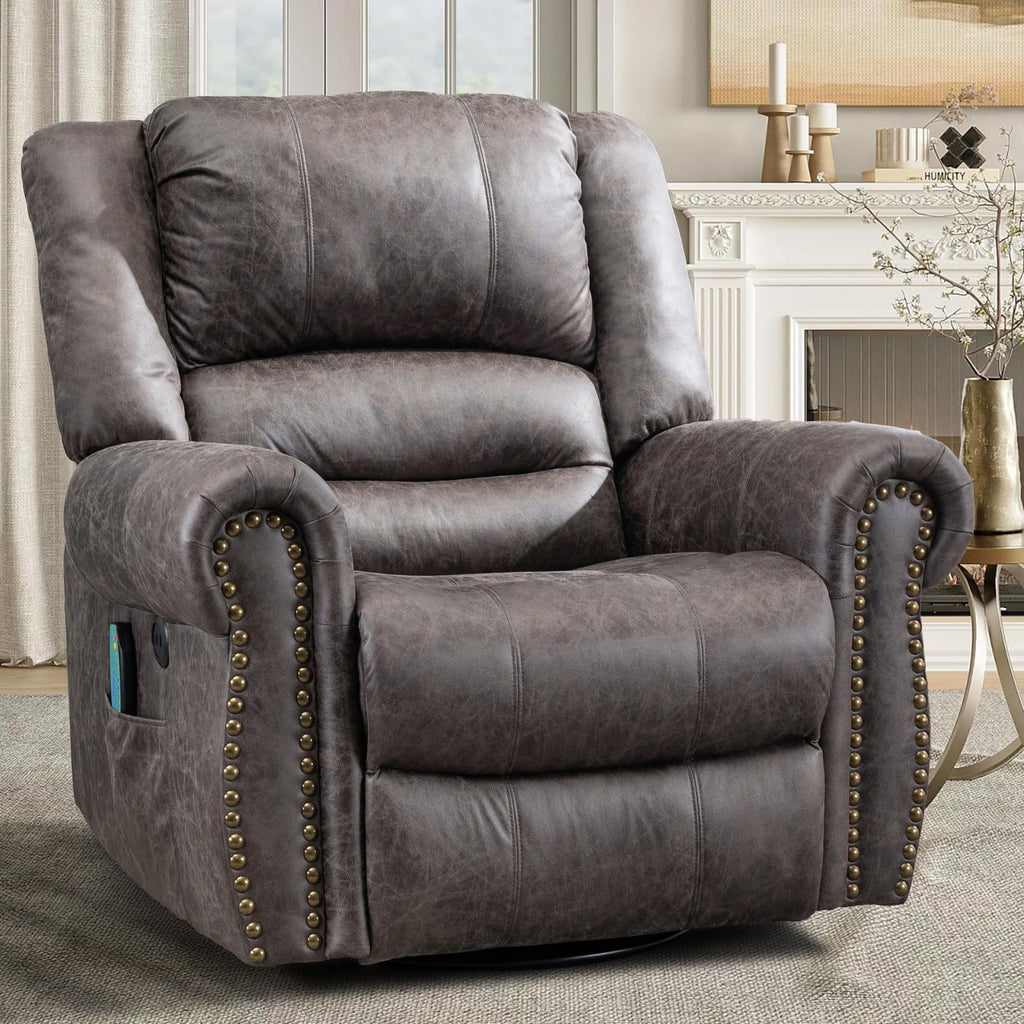 Oversized Swivel Rocker Recliner Chair with Heat and Massage P1370