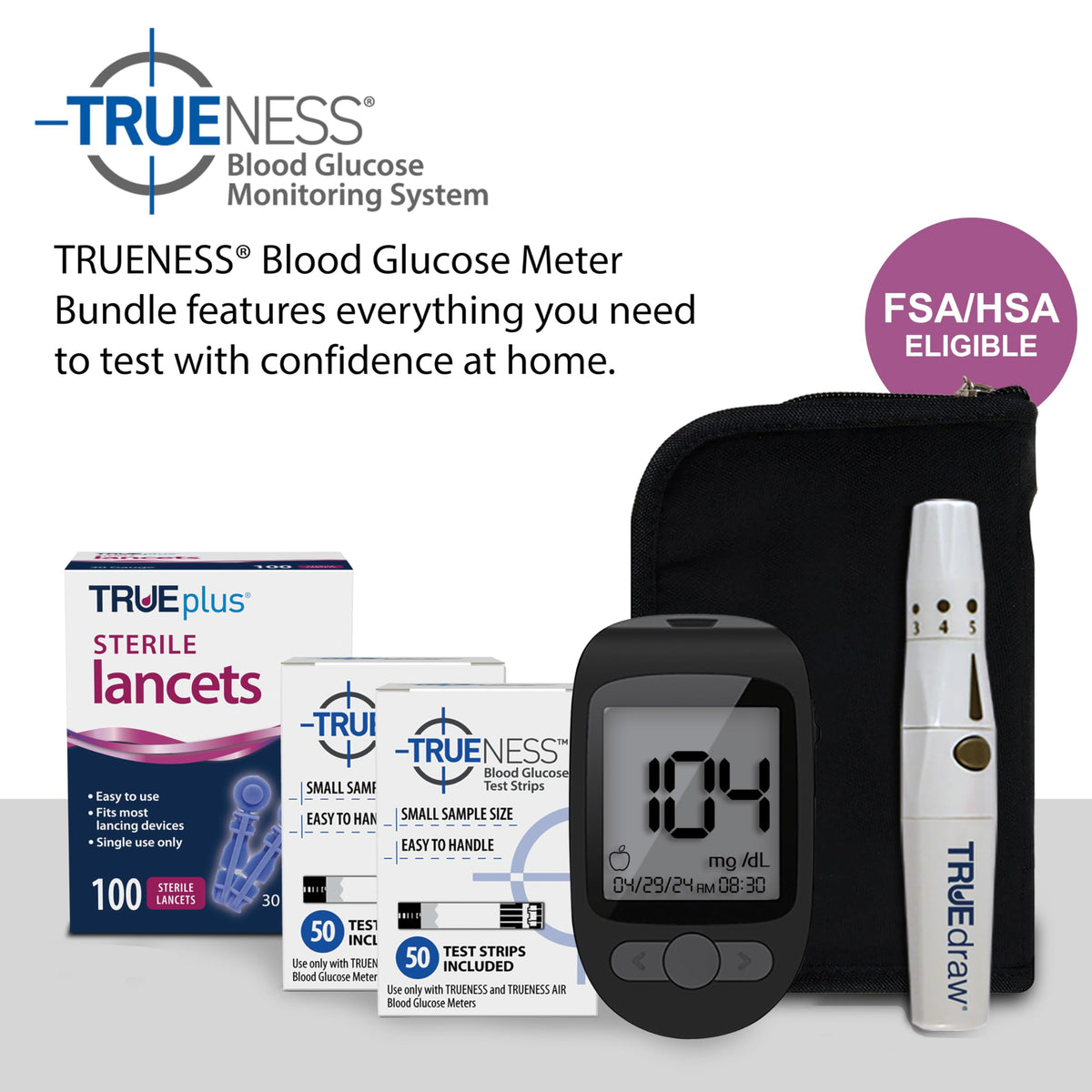 Blood Glucose Meter Kit with Testing Supplies T4997