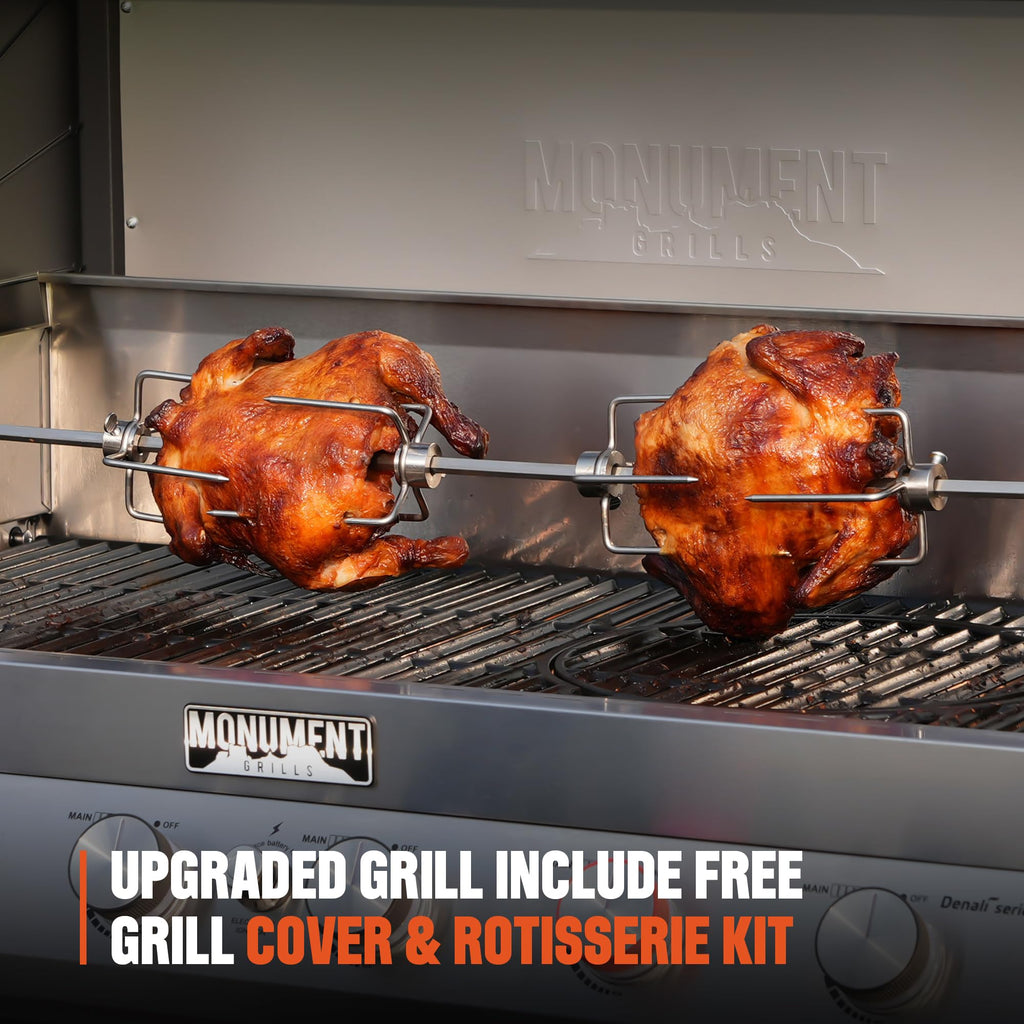 6+1 Burner Propane Gas Grill with Cover and Rotisserie Kit O237446