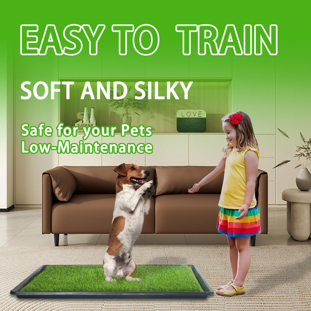 Reusable Artificial Grass Dog Loo System with Tray and Pee Pads, 35x23in C982