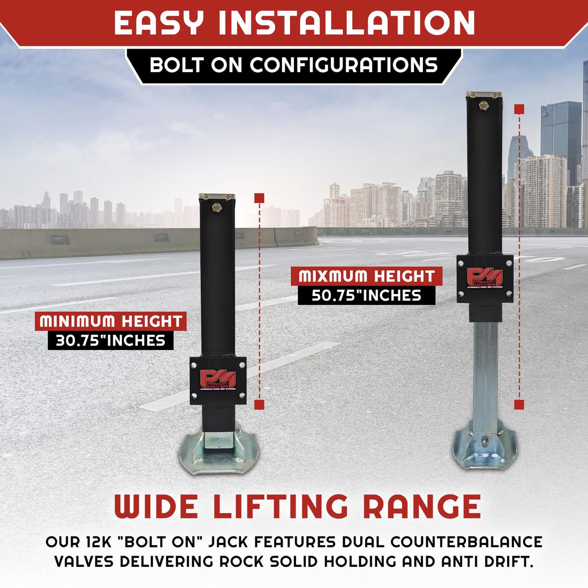 Hydraulic Trailer Jack 12,000 lb Double Acting Bolt On Z217