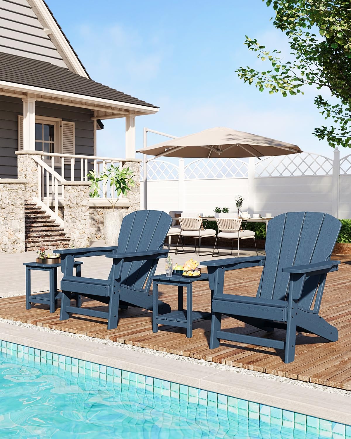 Oversize Navy Blue HDPE Plastic Adirondack Chair Z409