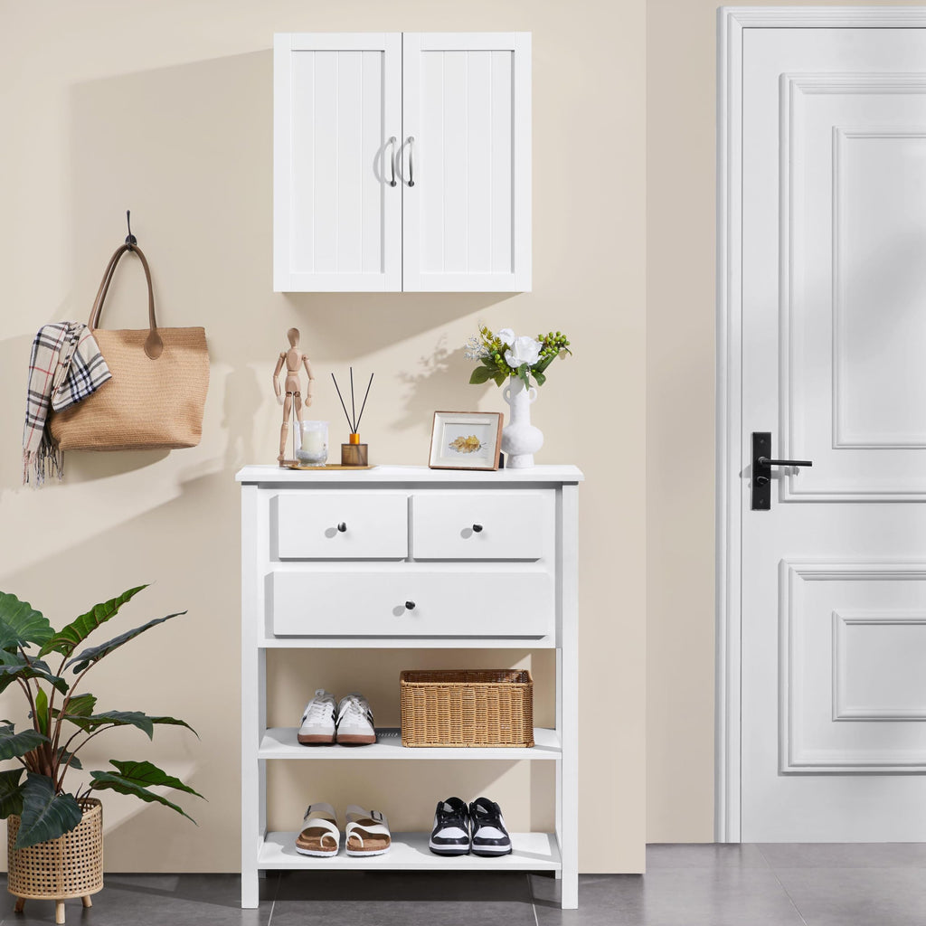 Wall Mounted White Bathroom Storage Cabinet with Doors Q62308