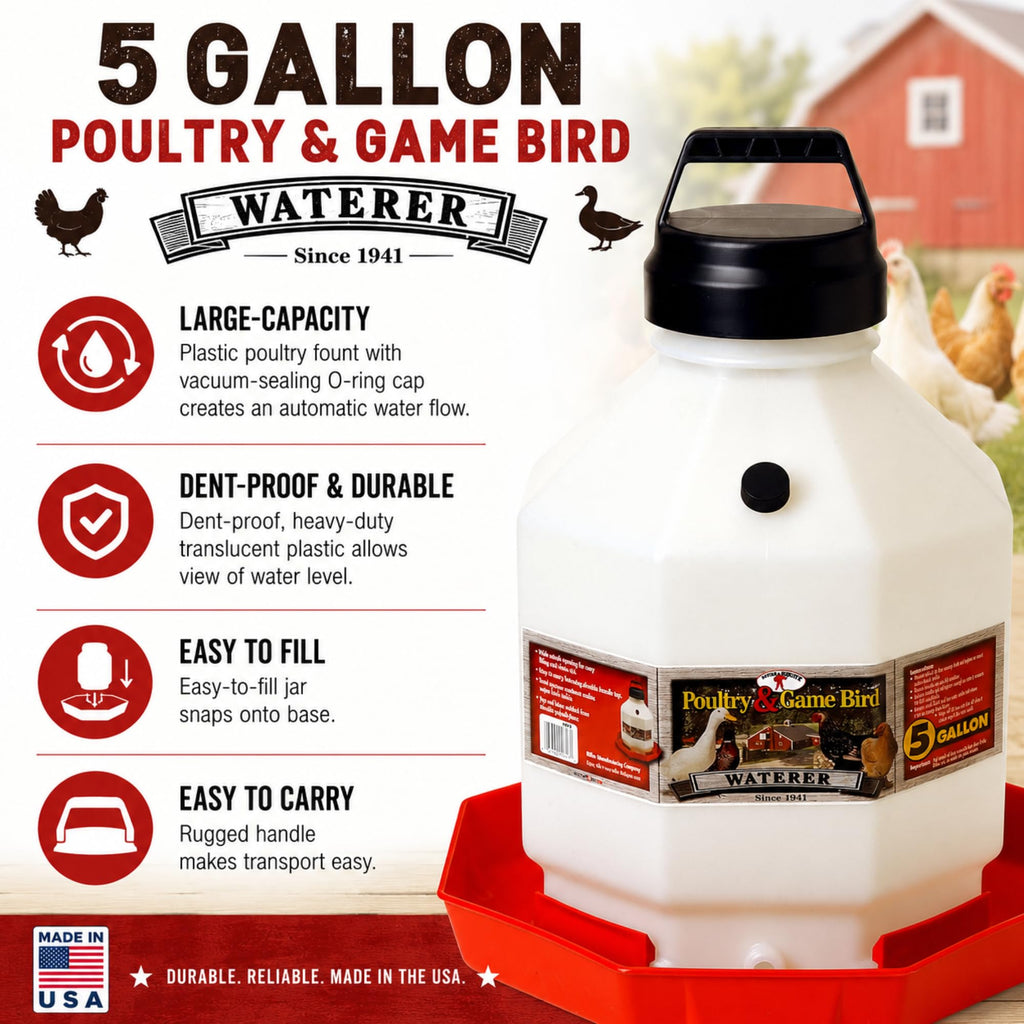 5 Gallon Translucent Plastic Poultry Waterer S999