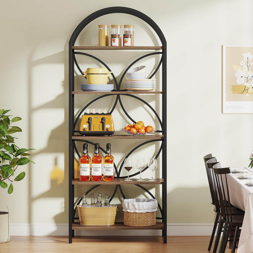 75 Inch Tall Arched 5-Tier Bookshelf H491968