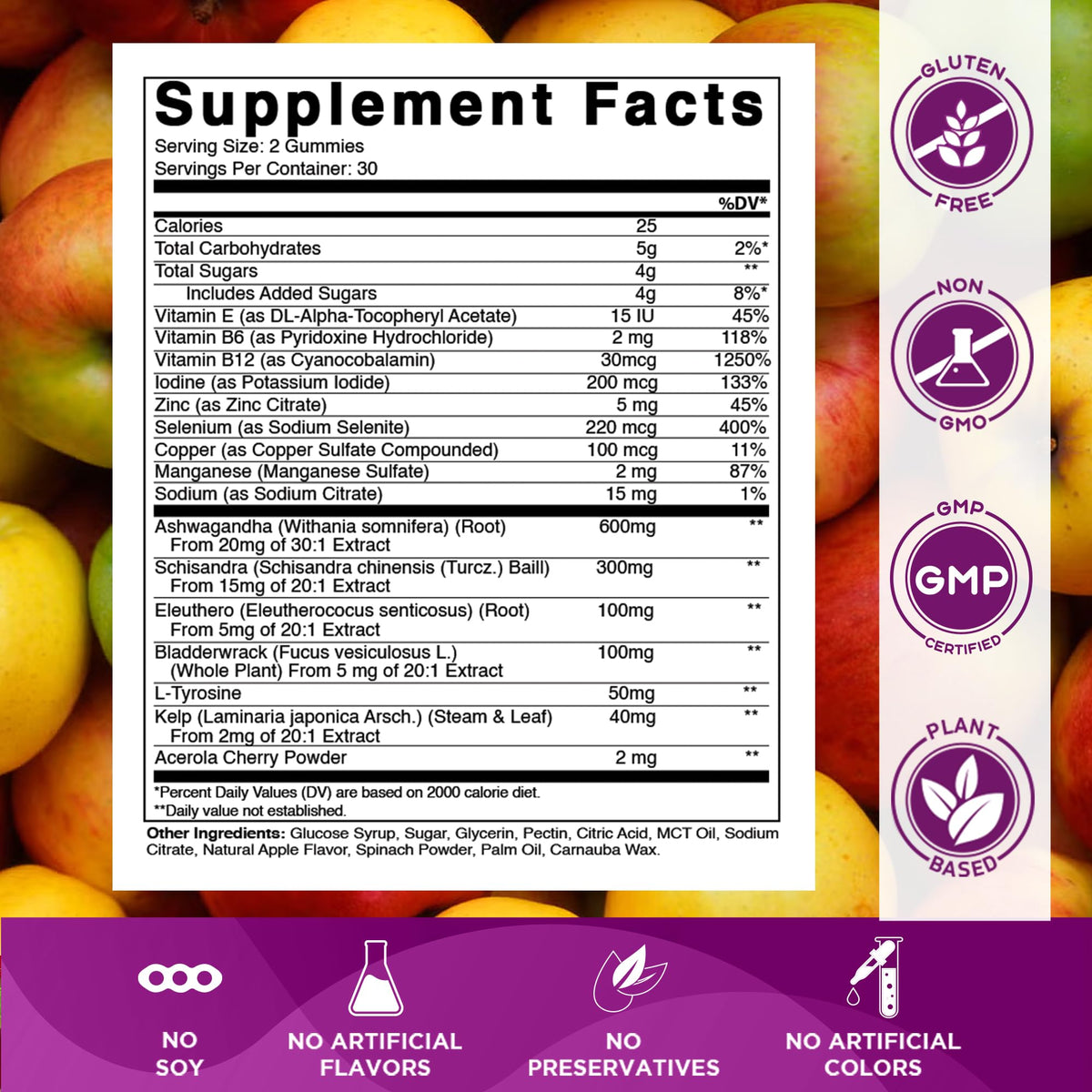 Thyroid Gummies with Iodine & Kelp, 60 Gummies A762367