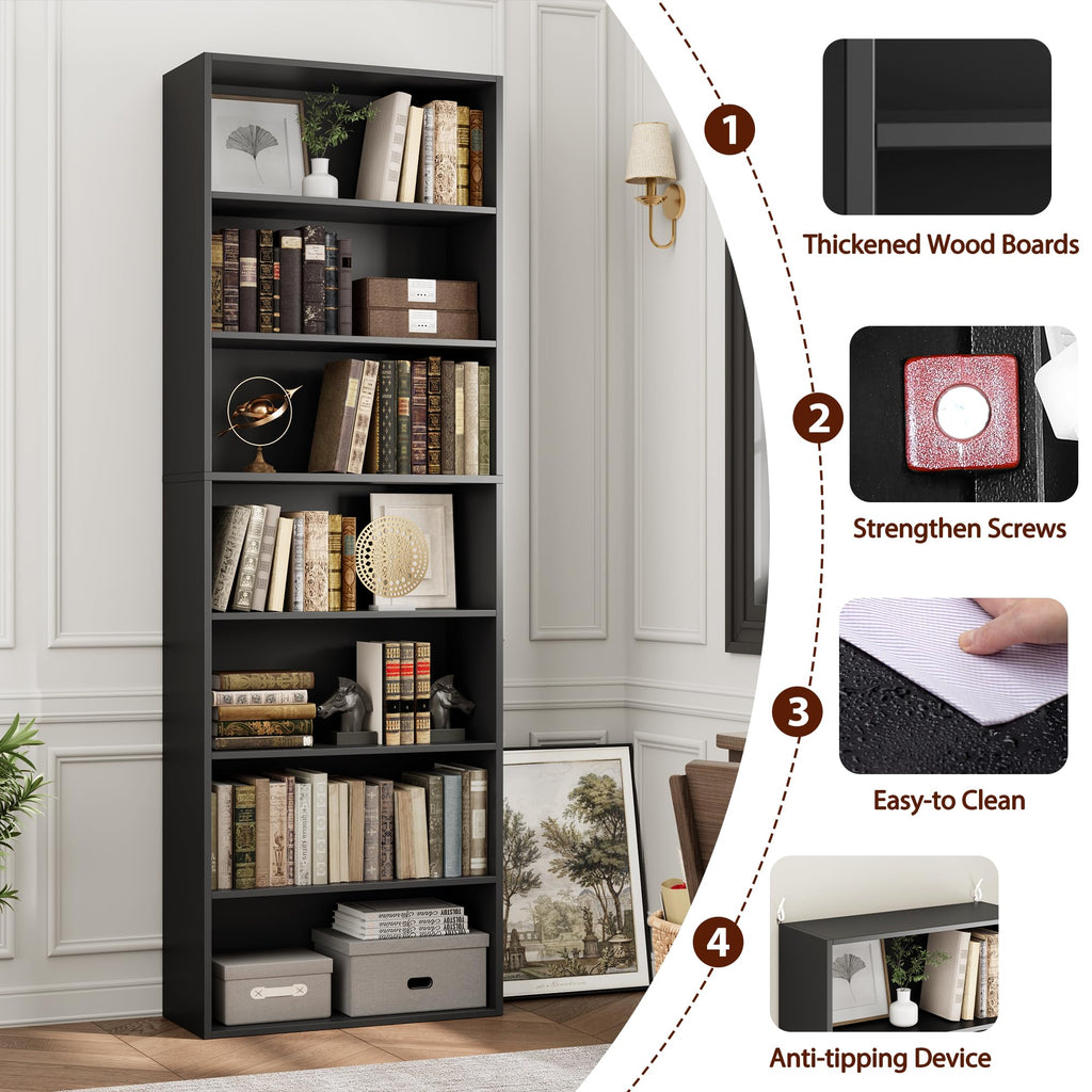 Black 7-Tier Bookshelf E2223