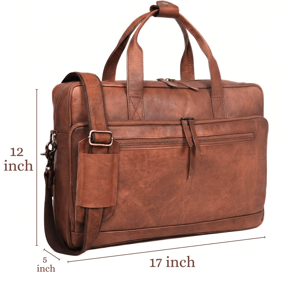 Brown 17-inch Genuine Leather Laptop Briefcase B392