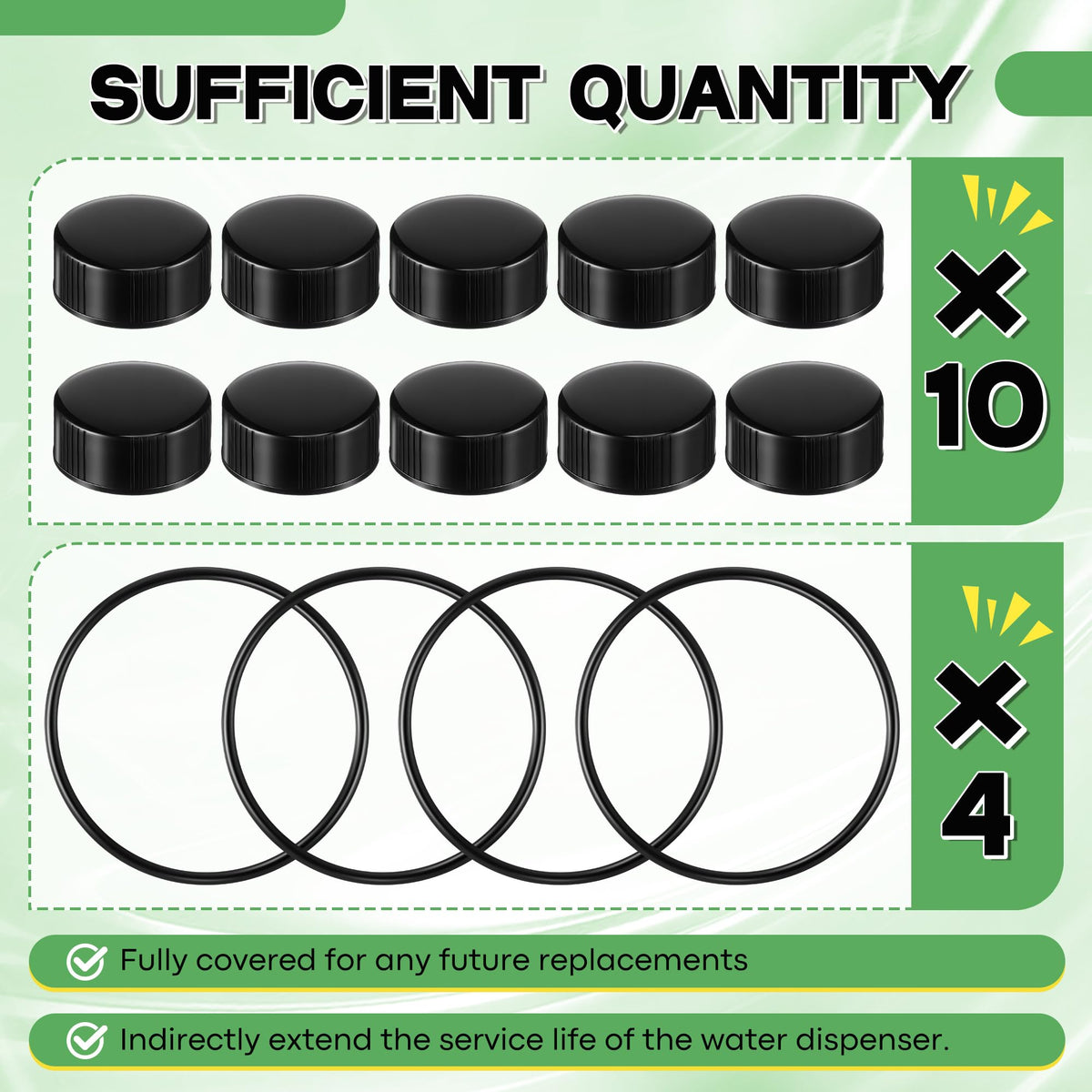 10 Replacement Cap 4 O Ring Black Poultry Waterer Part G6832