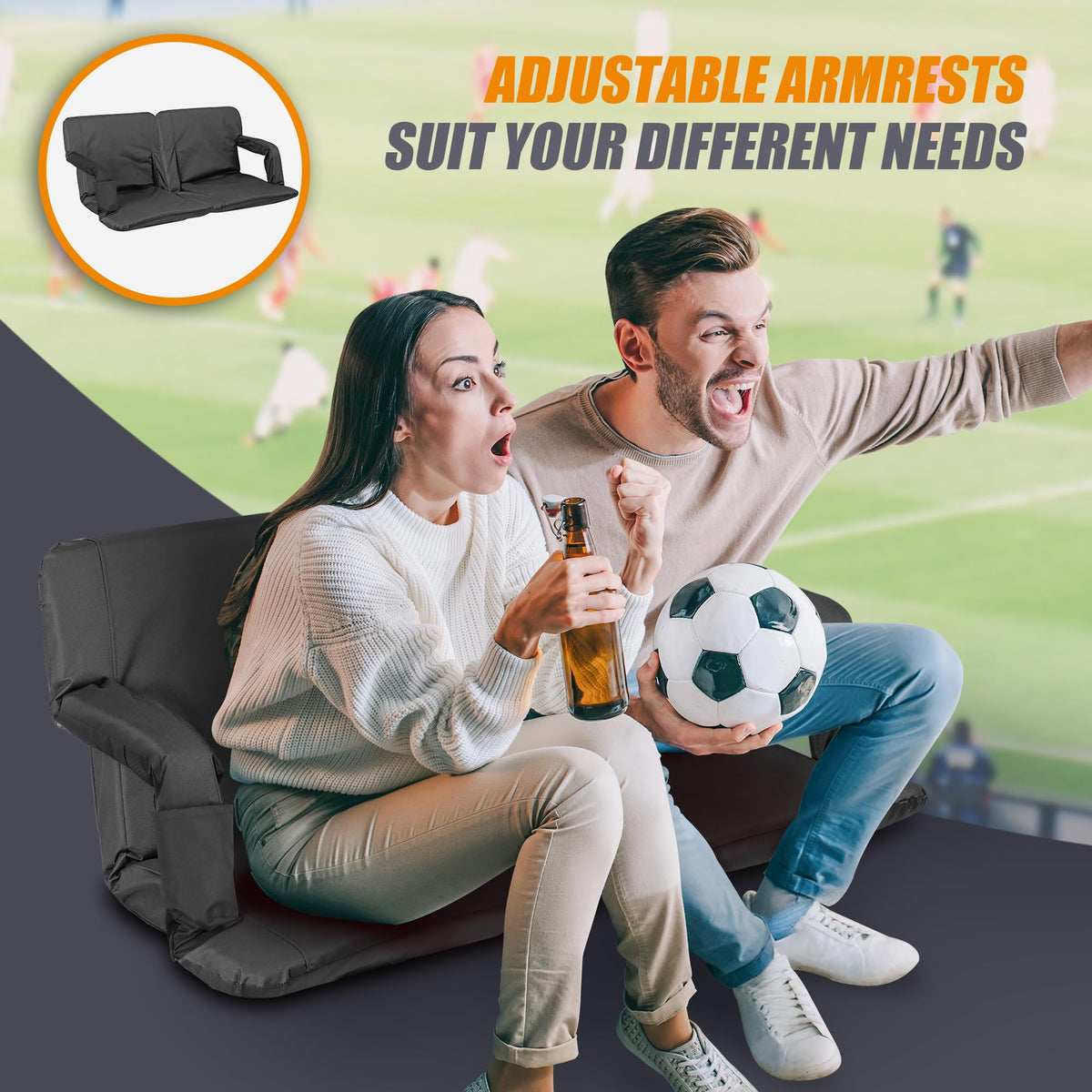 20.5"/25" Wide Padded Stadium Seat with Back Support J24341