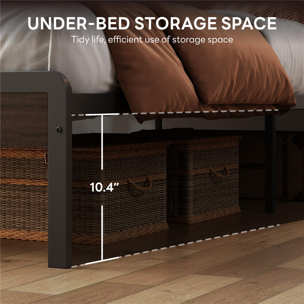 California King Bed Frames with Storage Shelf Headboard C9990