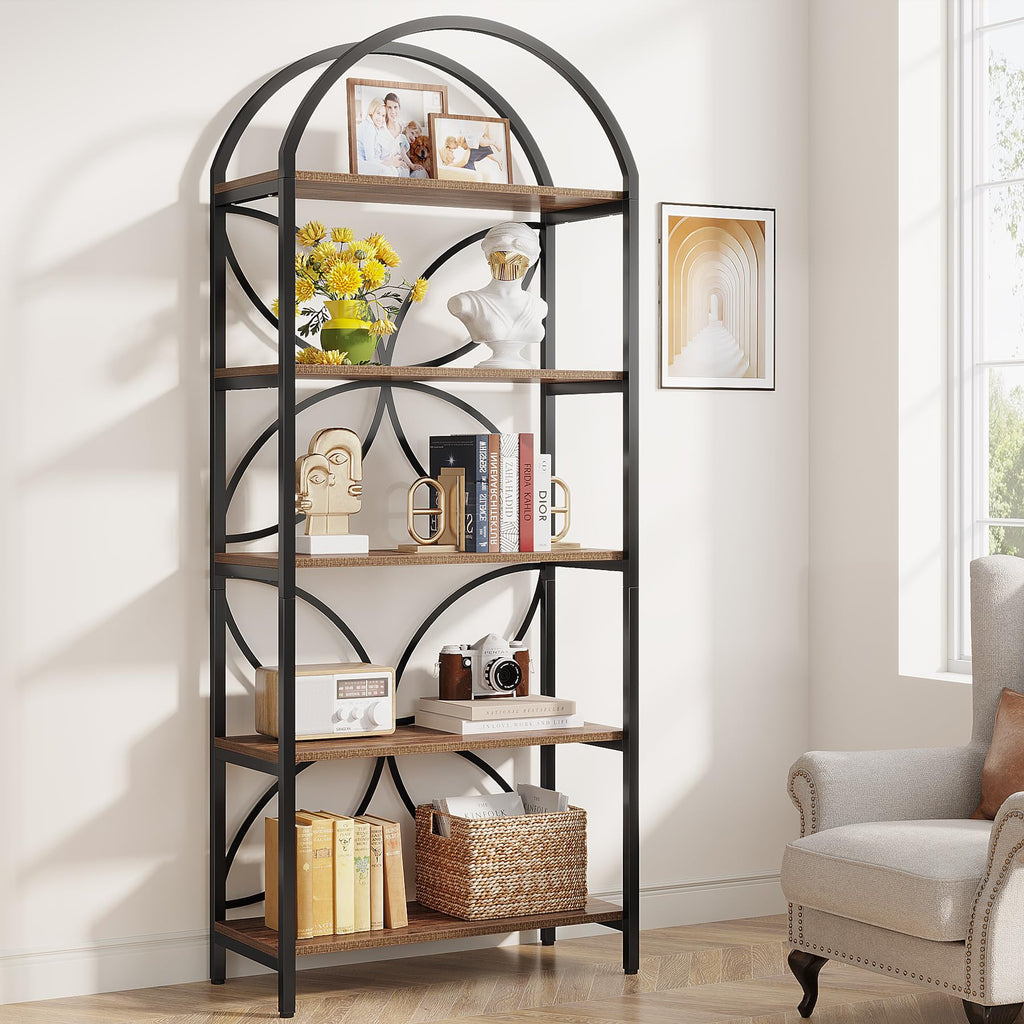 75 Inch Tall Arched 5-Tier Bookshelf H491968