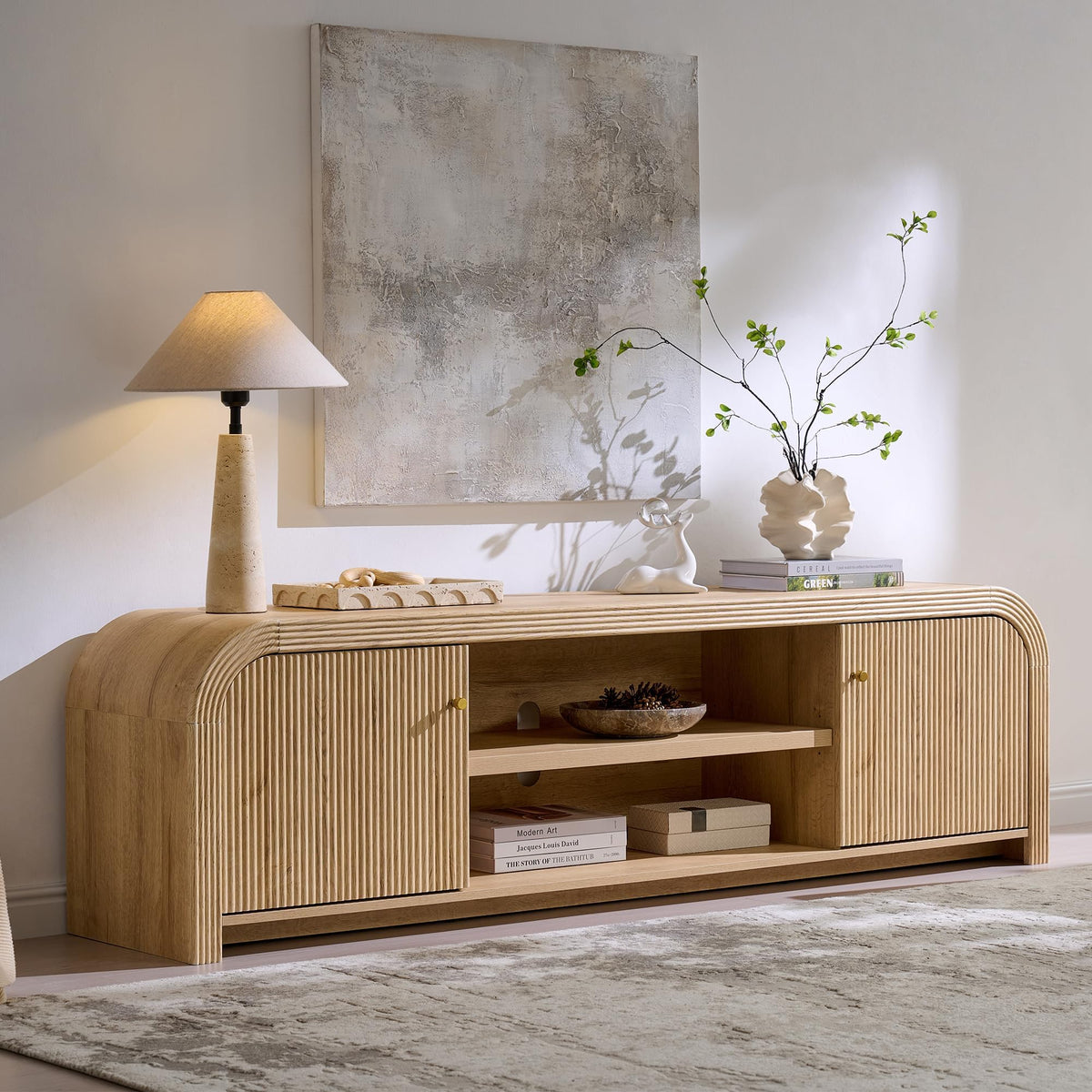 70" Fluted TV Stand with Storage B11611