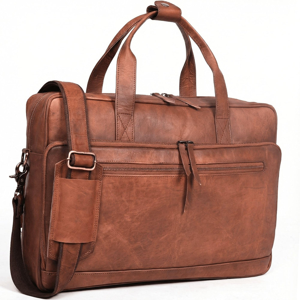 Brown 17-inch Genuine Leather Laptop Briefcase B392