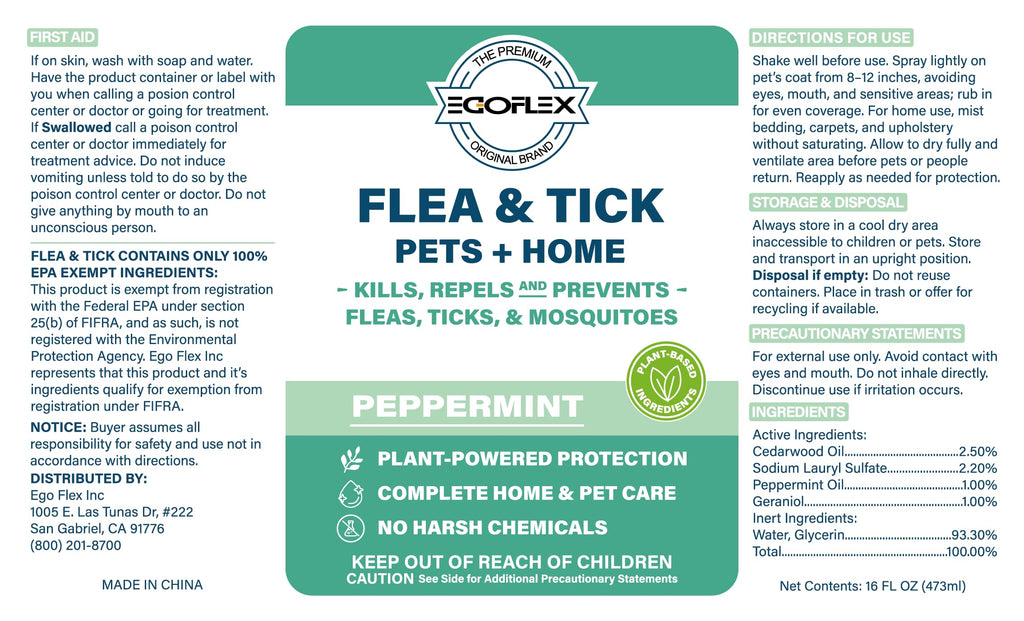 Plant-Based Flea Spray with Peppermint Scent 16oz M874
