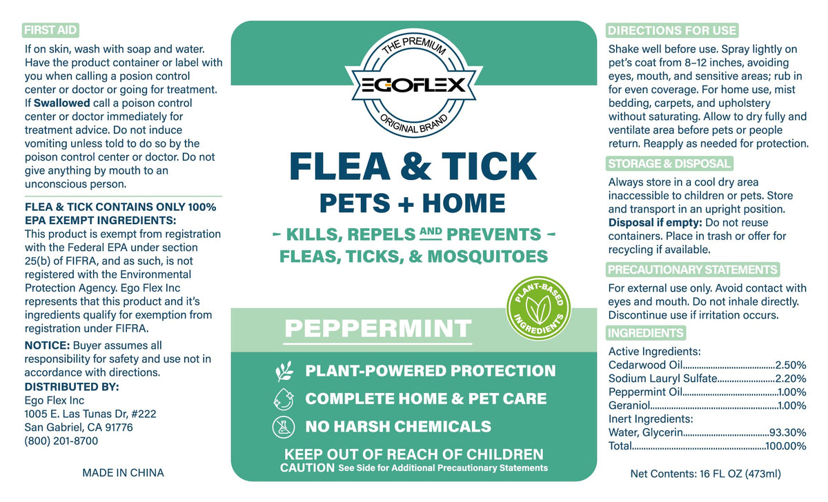 Plant-Based Flea Spray with Peppermint Scent 16oz M874