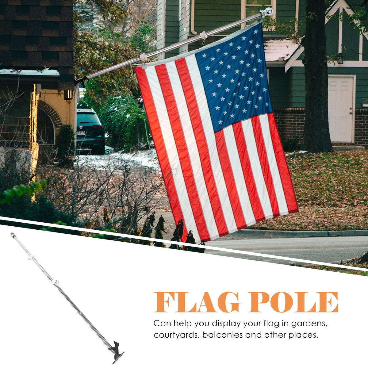1.5m Stainless Steel Flag Pole Set F356448