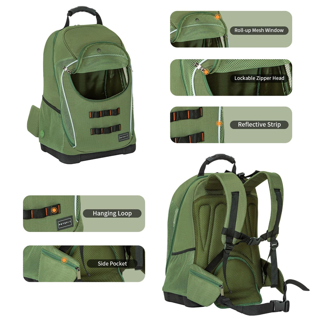 Green Pet Dog Carrier Backpack with Large Ventilations V6539