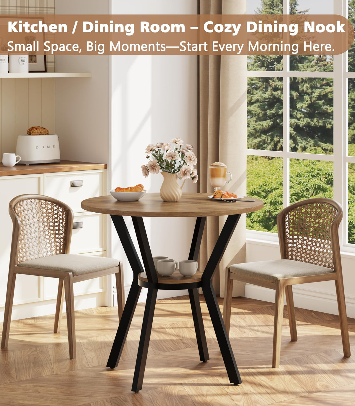 31.5" Round Kitchen Table with Storage V950