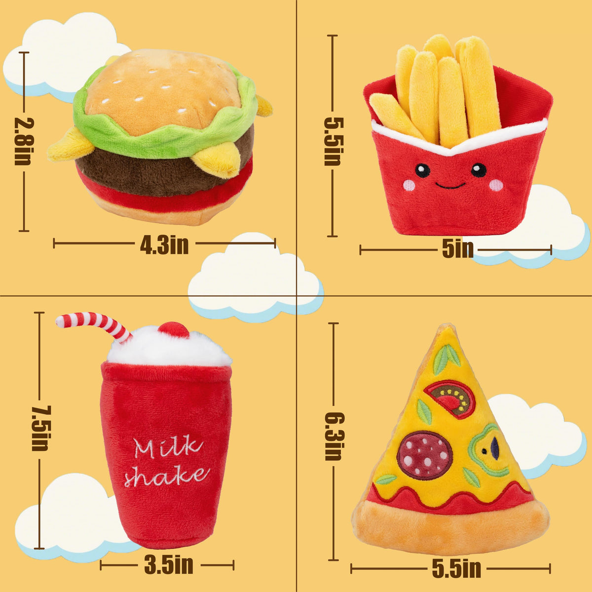 Plush Food Shaped Dog Toy with Squeaker I604