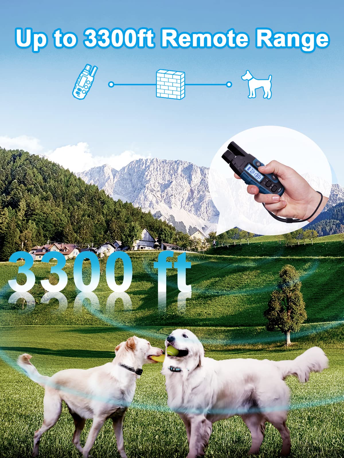 Dog Shock Collar 2 Dogs Waterproof Training Collar with Rechargeable Remote Z661160