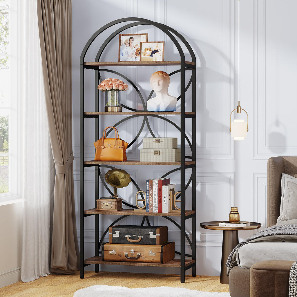 75 Inch Tall Arched 5-Tier Bookshelf H491968