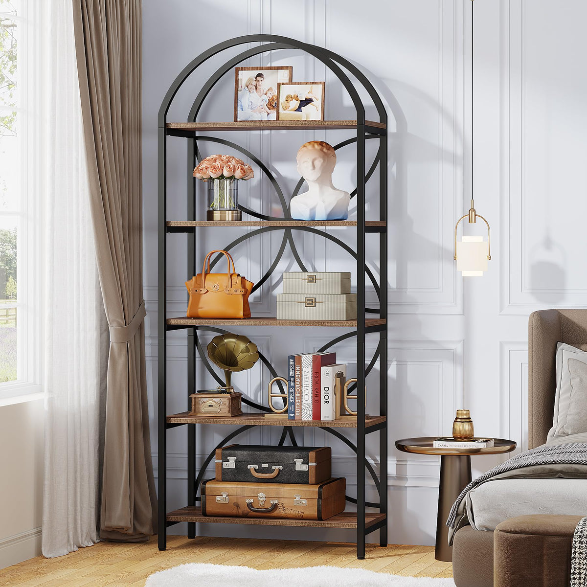 75 Inch Tall Arched 5-Tier Bookshelf H491968