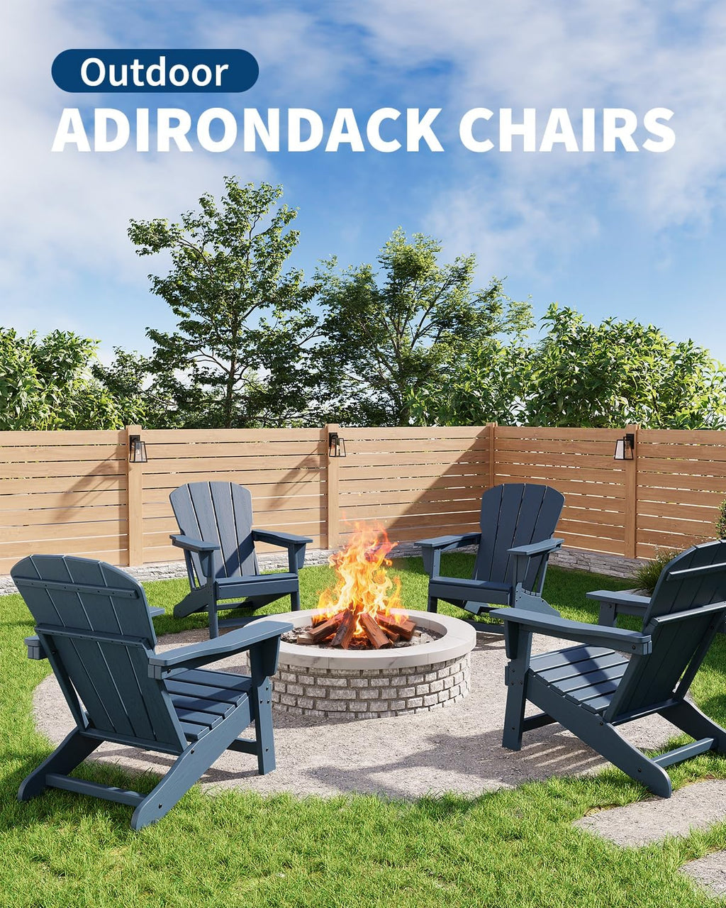 Oversize Navy Blue HDPE Plastic Adirondack Chair Z409