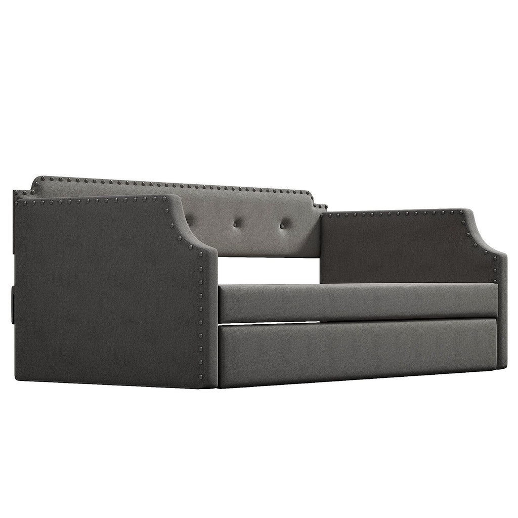 Twin Tufted Upholstered Daybed with Trundle H15832