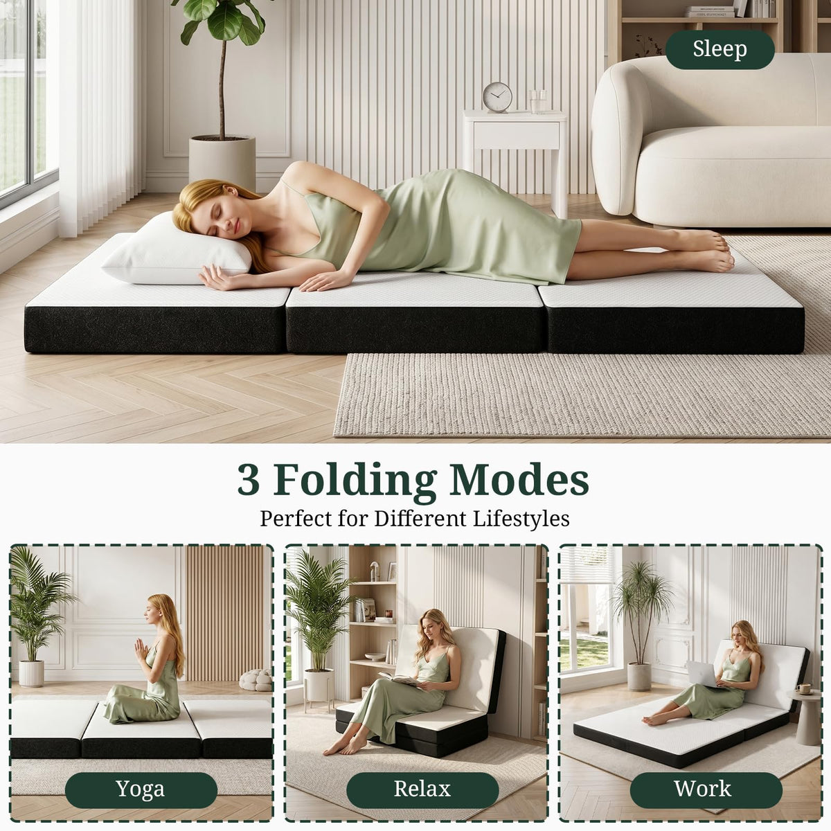 3 Inch Twin Tri-Fold Memory Foam Mattress F2876