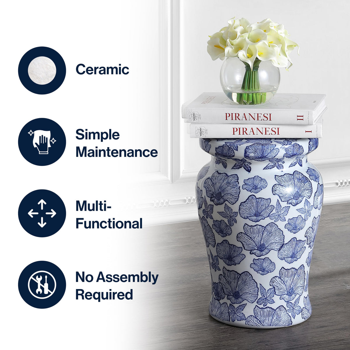 Ceramic Drum Garden Stool Side Table I448212