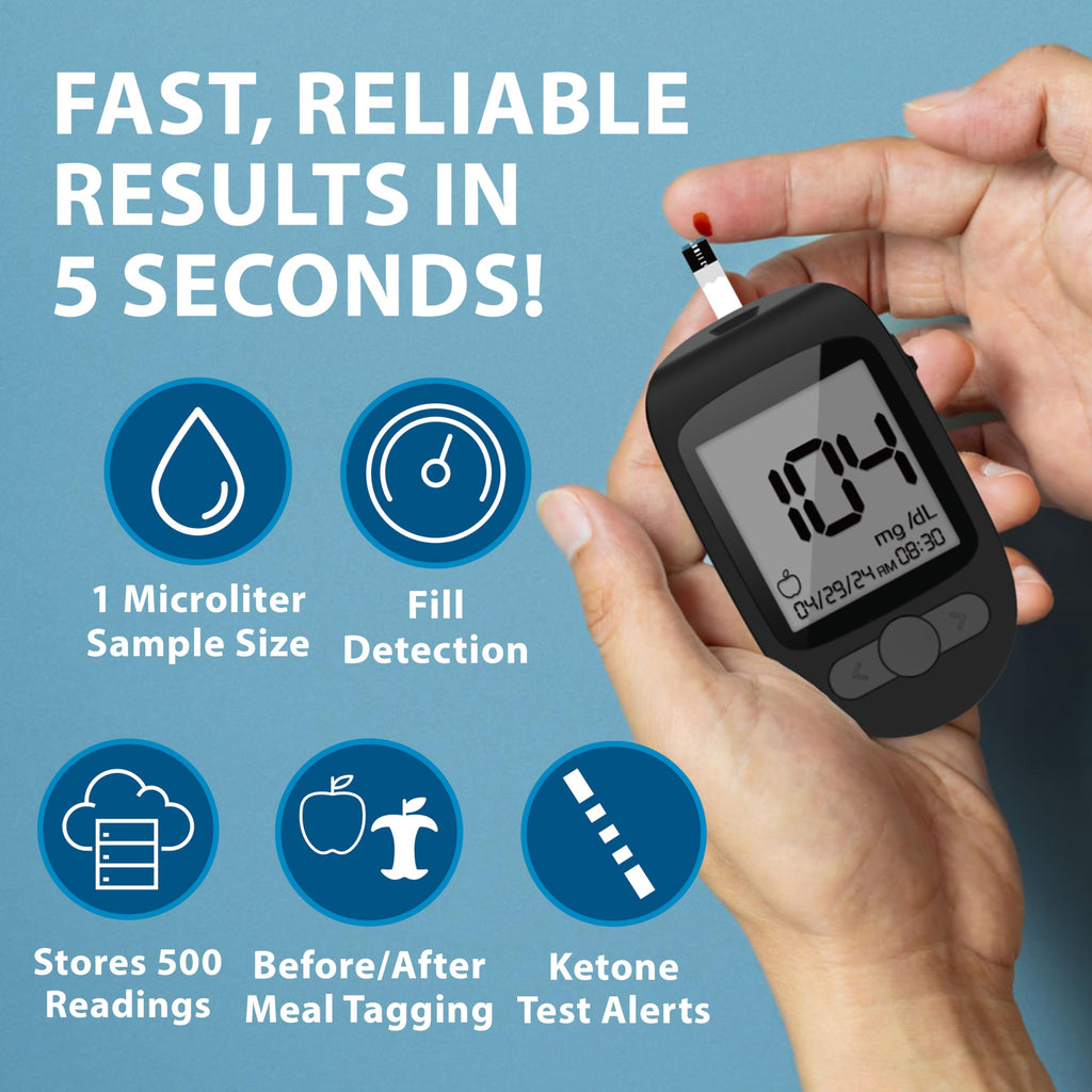 Blood Glucose Meter Kit with Testing Supplies T4997