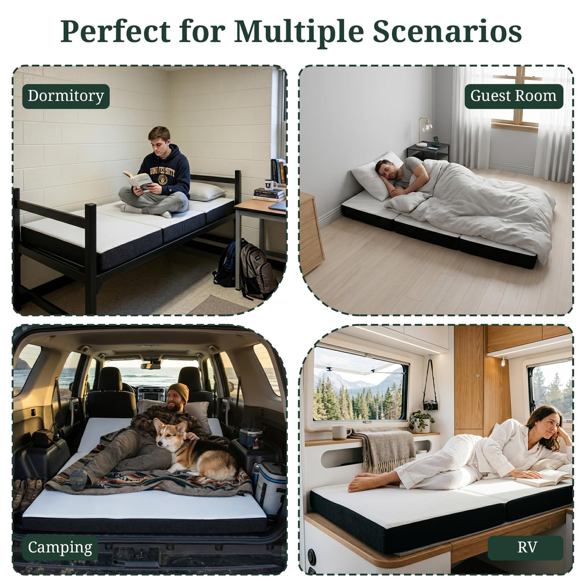 3 Inch Twin Tri-Fold Memory Foam Mattress F2876