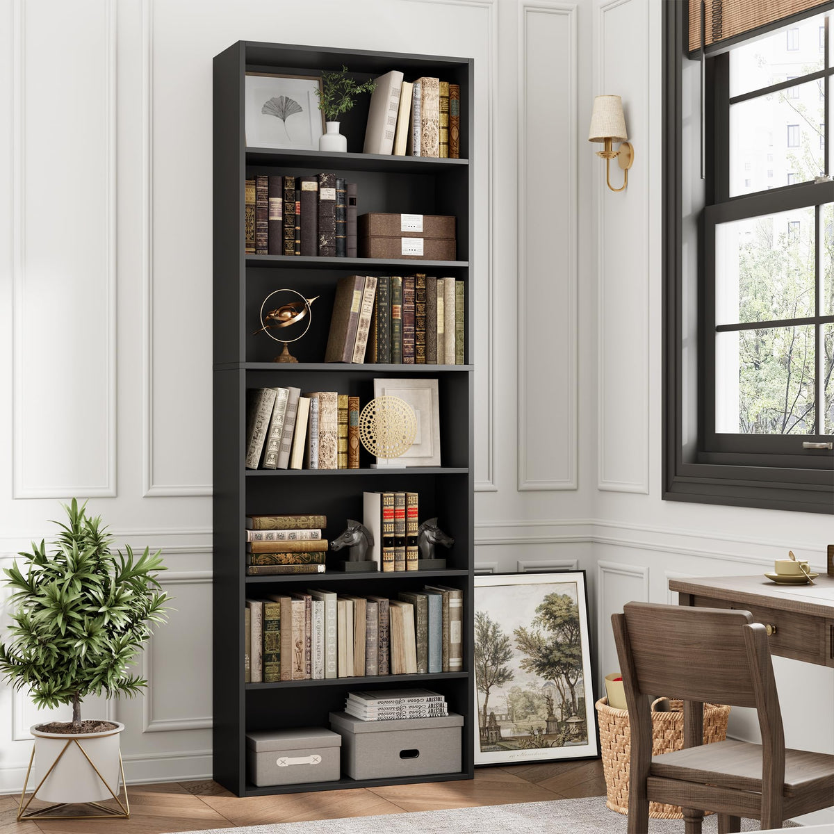 Black 7-Tier Bookshelf E2223