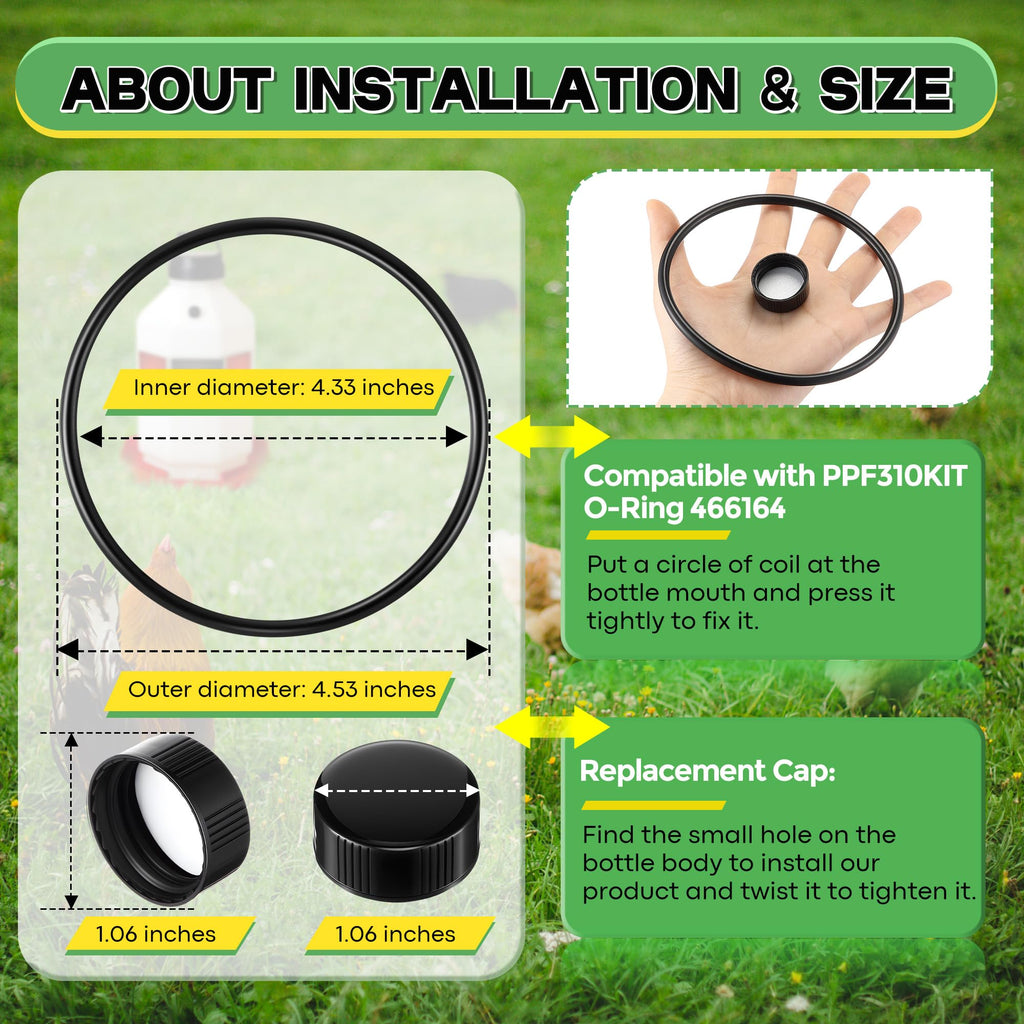 10 Replacement Cap 4 O Ring Black Poultry Waterer Part G6832