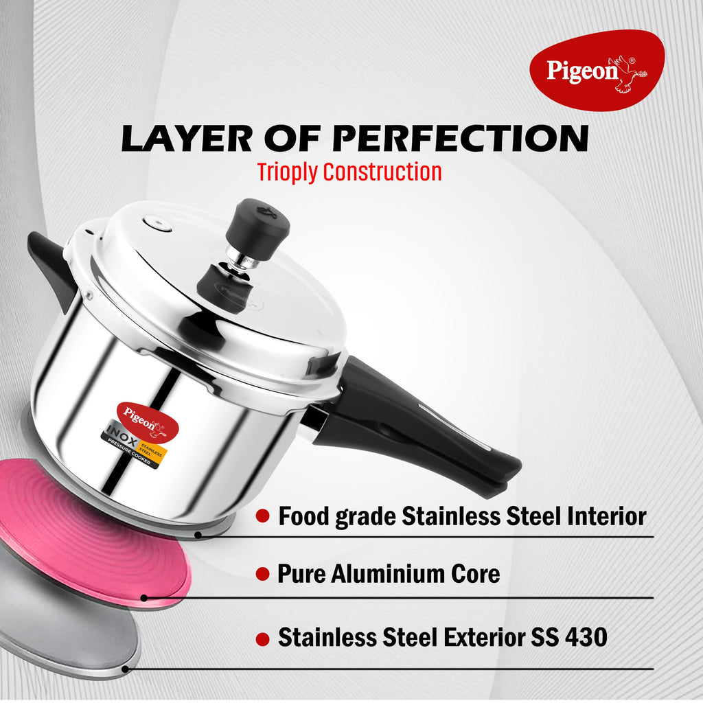 Stainless Steel Pressure Cooker Combo with Induction Base, Outer Lid 2 Liter and 3 Liter V7844