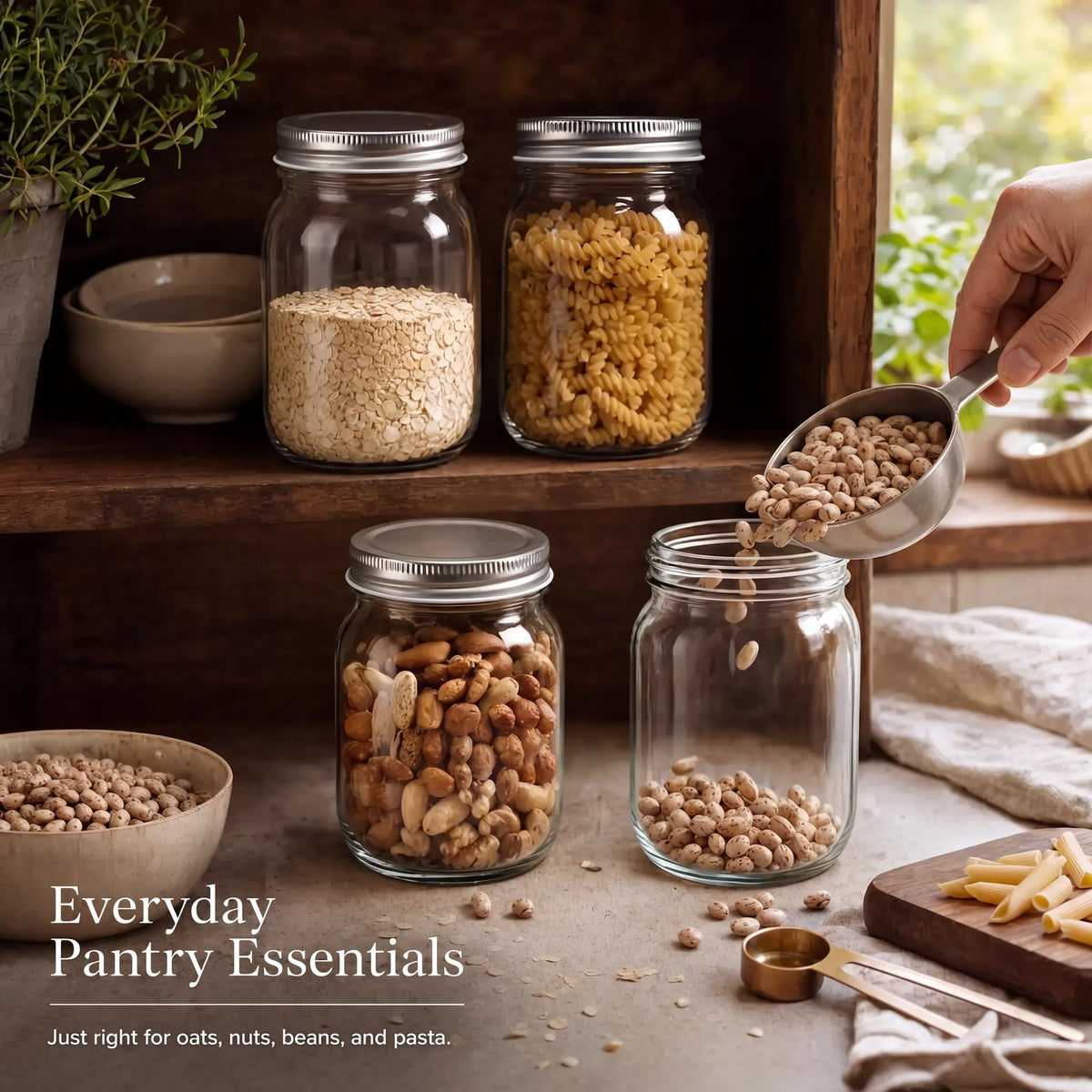 16 oz Clear Glass Mason Jars with Lids L393