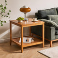 Solid Wood Square Side Table with Storage Shelf Y943575