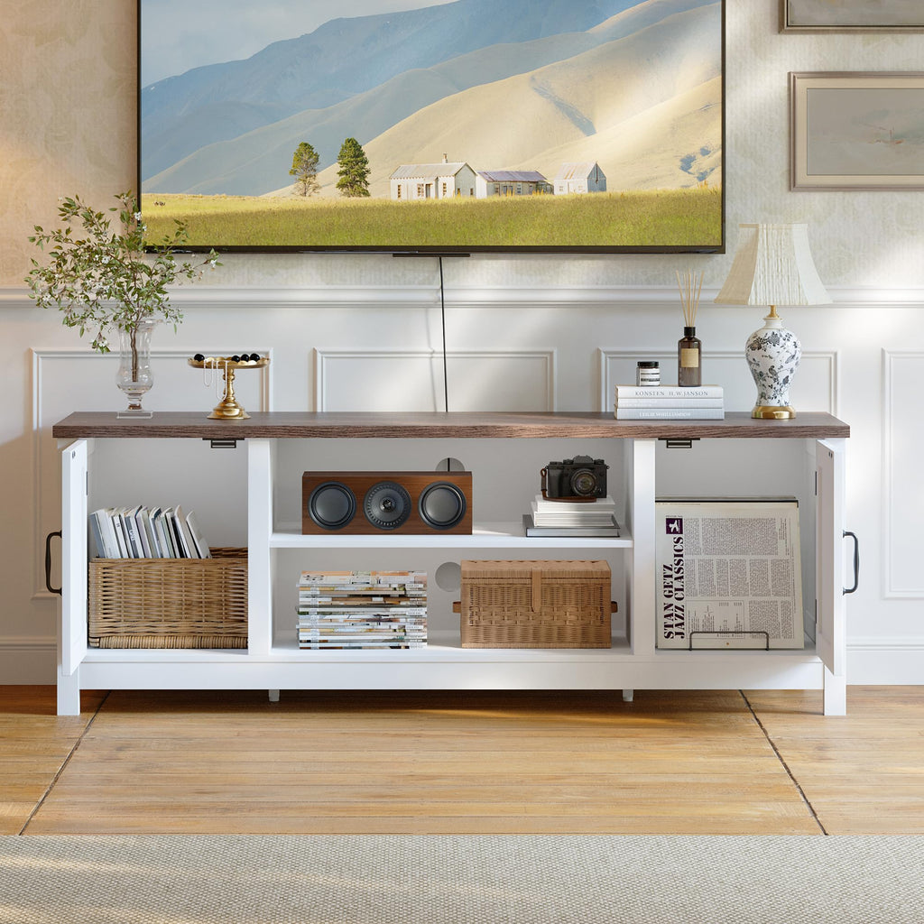 54" TV Stand with Storage Cabinet and Open Shelves P2555