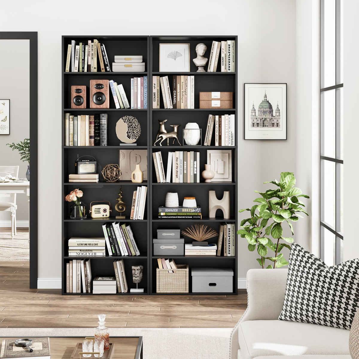 Black 7-Tier Bookshelf E2223