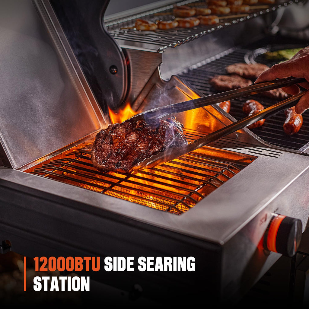 6+1 Burner Propane Gas Grill with Cover and Rotisserie Kit O237446